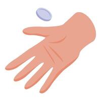 Hand tossing a coin making a decision vector