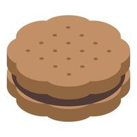 Round cookie having chocolate filling is ready to eat vector