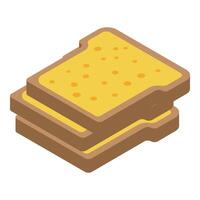Two slices of toast bread forming a sandwich bread isometric icon vector