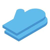 Blue oven mitts for baking are laying on the table vector