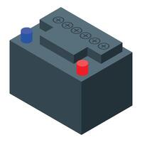 Accumulator battery with plus and minus terminals isometric view vector