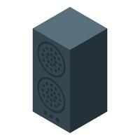 Modern wireless speaker broadcasting high quality sound in isometric view vector