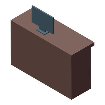 Reception desk with computer monitor standing in office vector