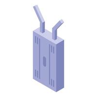 Electrical cabinet with antennas transmitting signals isometric illustration vector