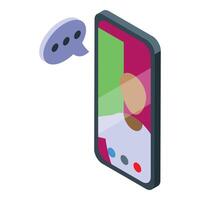 Smartphone showing man video calling and chatting online vector