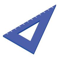 Blue triangular ruler lying on white background vector