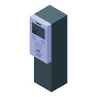 Broken atm machine showing empty screen isometric view vector