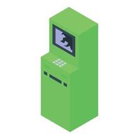 Broken atm showing error message with cracked screen isometric view vector