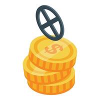 No entry sign floating over stack of gold coins vector