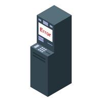 Atm error message displaying on screen isometric view vector