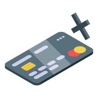 Credit card being declined with a red cross over it vector