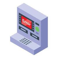 Atm error message displaying on screen with red background isometric view vector