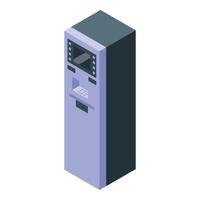 Atm machine offering modern banking services in isometric view vector