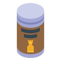 Closed metallic container showing a cat on its label for cat food vector