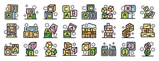 Colorful toy building blocks for kids playing and learning vector