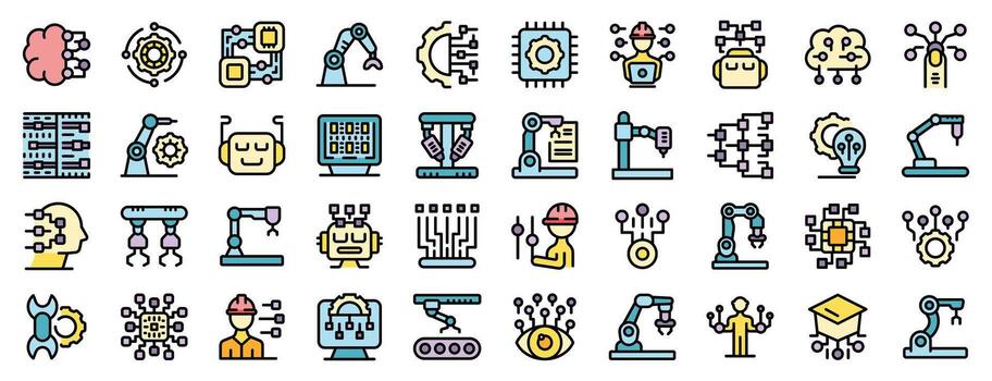 ingenieros trabajando en artificial inteligencia proyectos, programación robots y máquinas vector