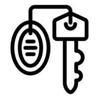 Hotel key with round key chain hanging on string vector