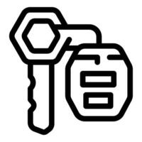 Car key with remote control fob opening system icon vector