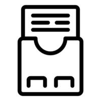 Archive box icon with open lid showing documents inside vector