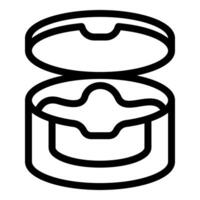 Round tin container for food storing open lid vector