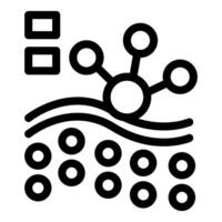 Molecule structure connecting with atoms over wavy surface icon vector