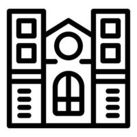 Line art icon of a large building representing a school or university vector