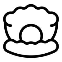 Open oyster with pearl icon, simple style vector