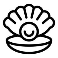 Open shell showing smiling pearl icon vector outline