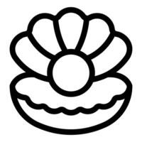 Open oyster shell holding a big shining pearl icon vector