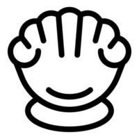 Scallop shell lying open showing its grooves icon vector