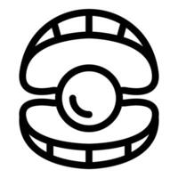 Open shell with pearl icon, outline style vector