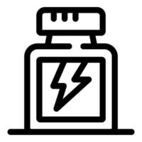 Sport nutrition container with lightning bolt logo representing energy boosting effect vector