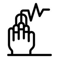 Hand touching interactive digital screen showing heart rate line icon vector