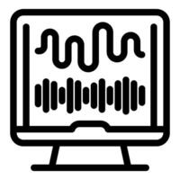 Computer monitor displaying sound waveform icon vector