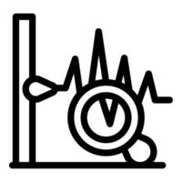 Magnifying glass analyzing a financial chart line graph icon vector