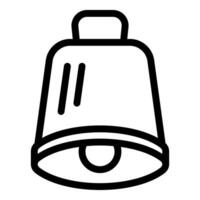 Black outline icon of a bell hanging and ringing vector