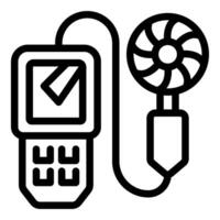 Anemometer measuring wind speed with digital display icon vector