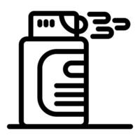 Gas lighter releasing flame icon, simple style vector