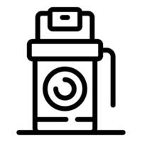 Electric car charging station with display showing battery status icon vector