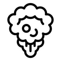 Funny brain with curly hair having an idea while drooling vector