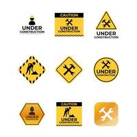 Under construction sign collection drawing isolated on white background. vector