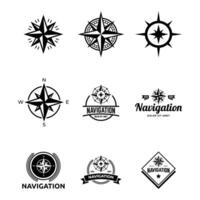 Set of compass logo, icon, symbol design template vector