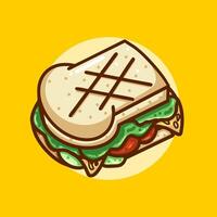 A sandwich design that is still warm and looks delicious, drawn in a simple style vector