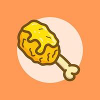 The design of a piece of crispy fried chicken with cheese sauce vector