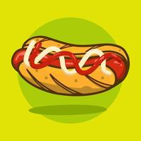 a tempting and delicious looking hotdog design drawn in a simple style vector