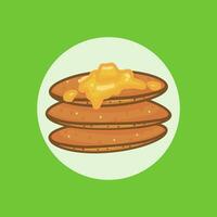 Layered pancake design with melted butter that looks delicious for breakfast drawn in a simple style vector