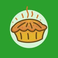 design for a pie pan that is still warm and looks delicious, drawn in a simple style vector