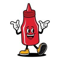 Happy Ketchup Bottle Character Dancing With Joyful Expression vector