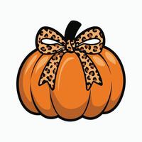 Stylish Pumpkin with Leopard Print Bow Decoration vector