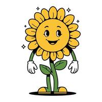 Happy sunflower character illustration vector